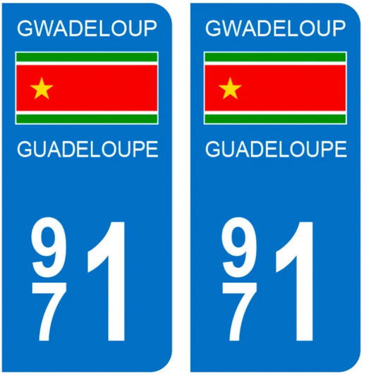 Sticker Autocollant Plaque Guadeloupe 971