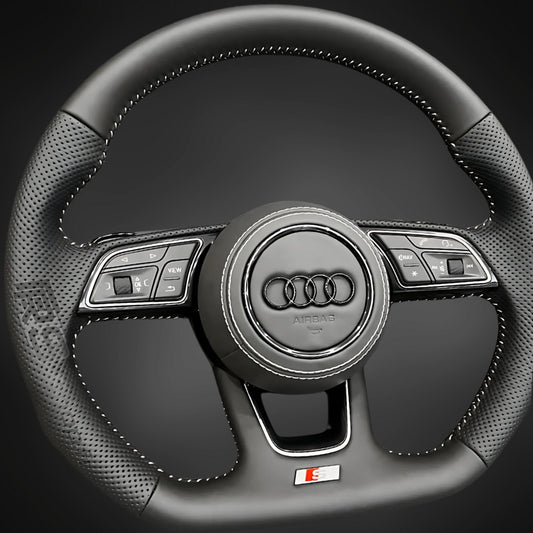 volant audi cuir blanc