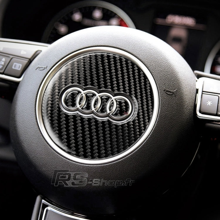 sticker carbone 77mm audi volant