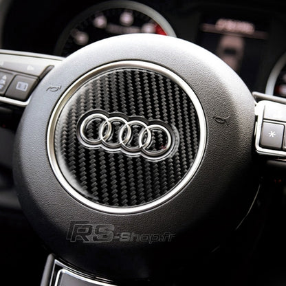 sticker carbone 77mm audi volant