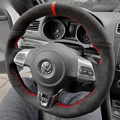 couvre volant golf 6 gti alcantara rouge