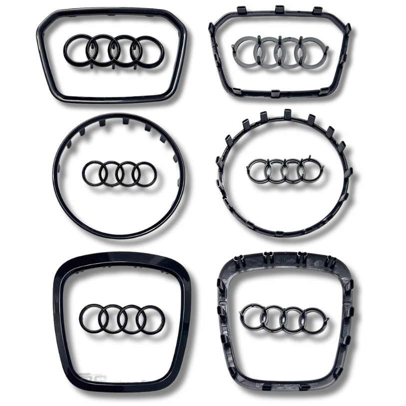 Black Audi Steering Wheel Trim and Logo Insert 