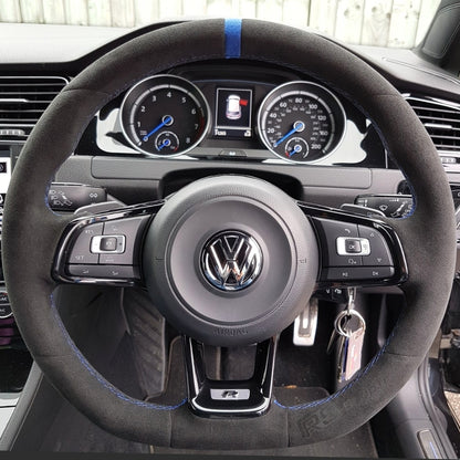 couvre volant pour golf 7 r alcantara bleu