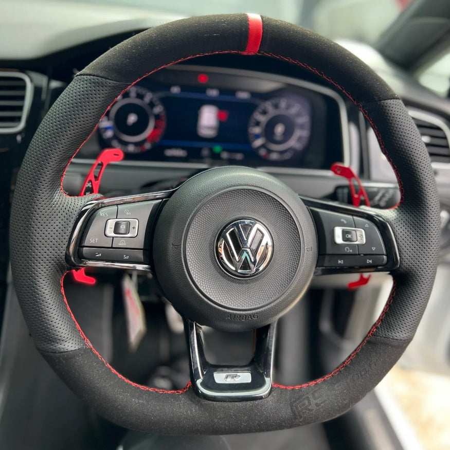 couvre volant cuir alancatara rouge gol f7 vw