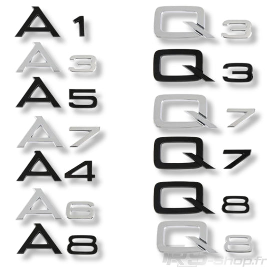 Areyourshop V6T Emblème Logo Audi A1 A3 A4 A5 A6 A7 Q3 Q5 Q7 - Autocollant Métal Noir