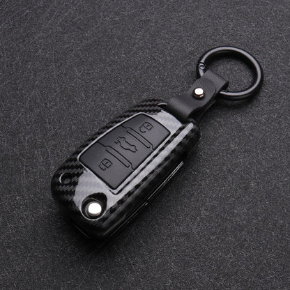 coque clé audi carbone silicone noir
